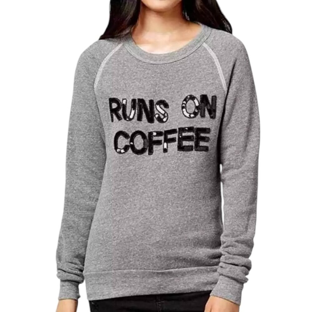 Bow & Drape Runs On Coffee Sequin Sweatshirt